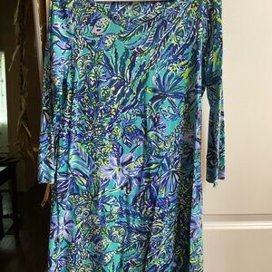 Lilly Pulitzer Large Vibrant Floral Long Sleeve Dress